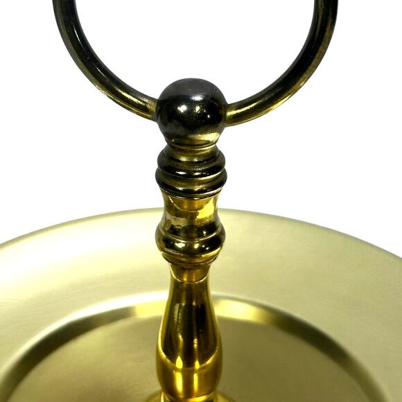 Three Tier Brass Colored Aluminum MCM Decorative Dessert Cake Appetizer Stand - Picture 3 of 7